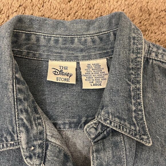 Vintage 90s Disney Store Denim Shirt Mickey Donald Goofy Fab Five L - Picture 4 of 6
